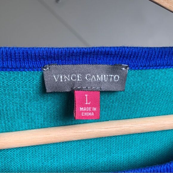 Vince Camuto Green Blue Colorblock Sweater Size Large - Picture 9 of 9